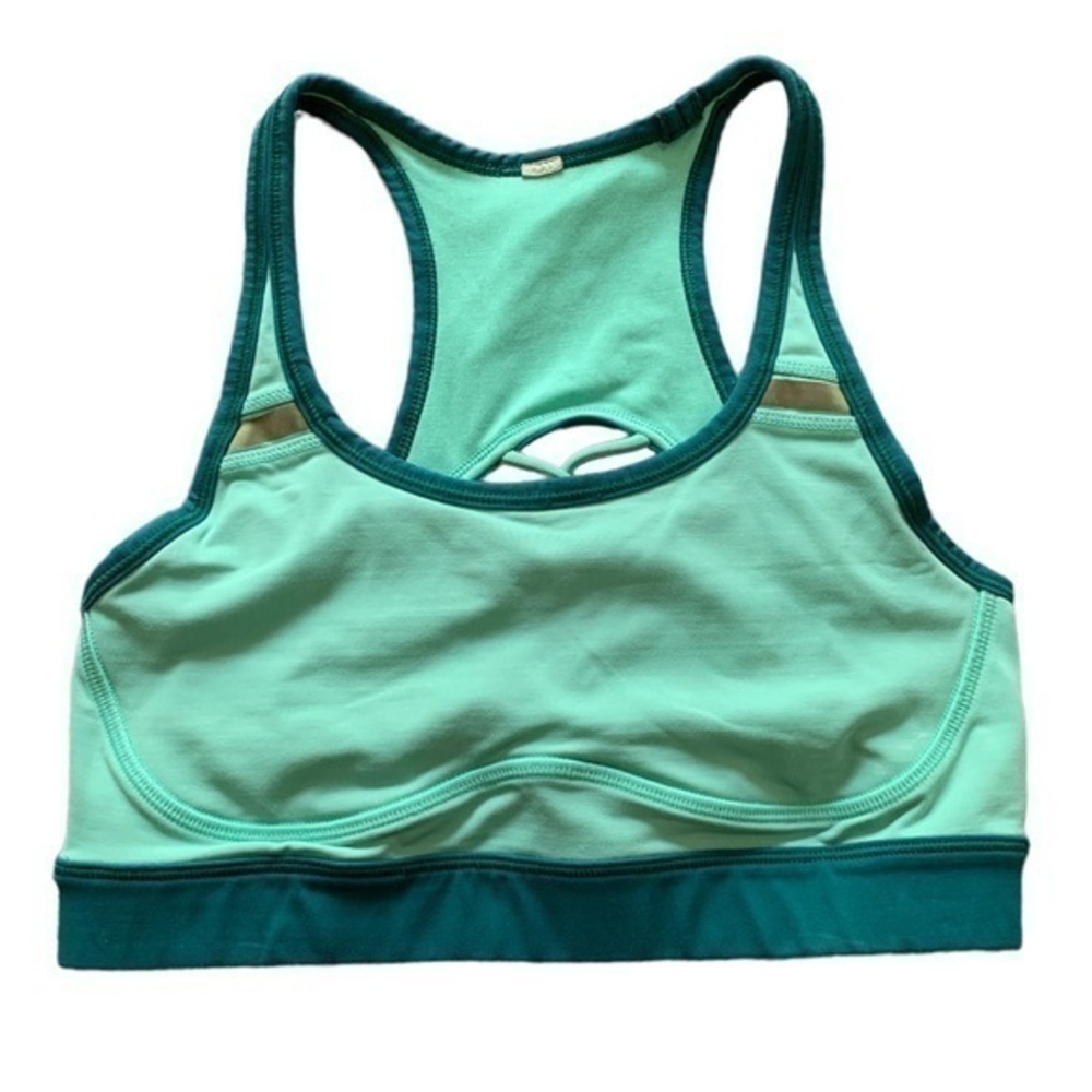 Lululemon Green Teal Criss Cross Sports Bra GYM Activewear Size XS EUC #1024